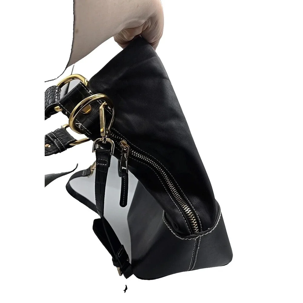 Zara Trafaluc Black Leather Shoulder Tote Satchel Hand Bag Purse‎ 11